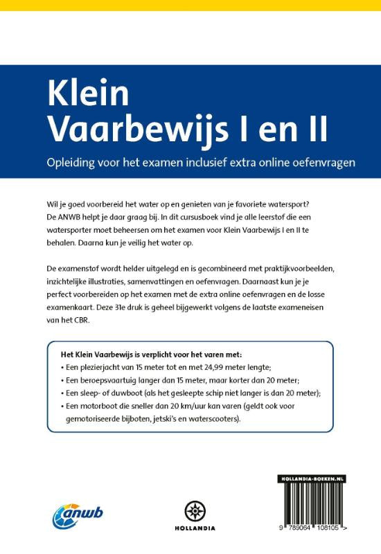 ANWB-Cursusboek-Klein-Vaarbewijs-I-en-II-flaptekst-9789064108112