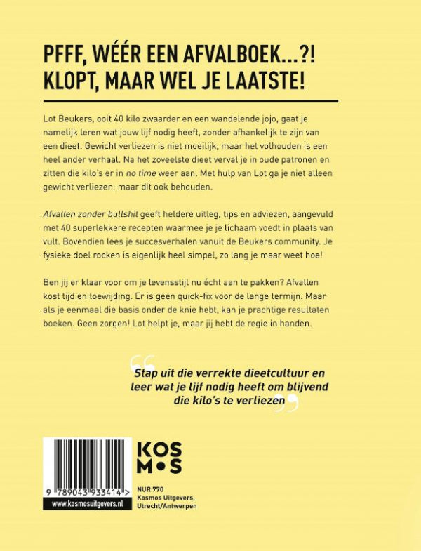 Afvallen-zonder-bullshit-flaptekst-9789043933414
