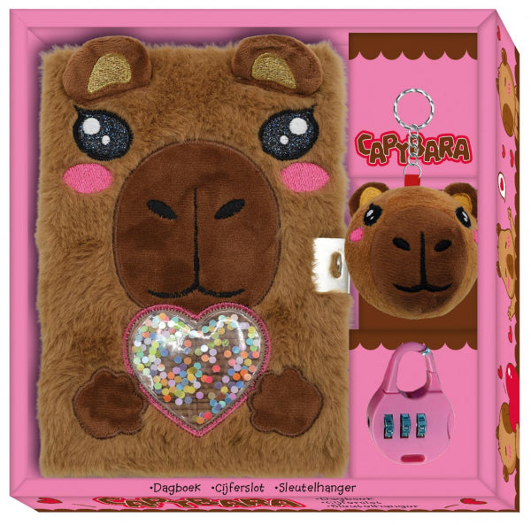 Dagboek met slot pluche - Capybara