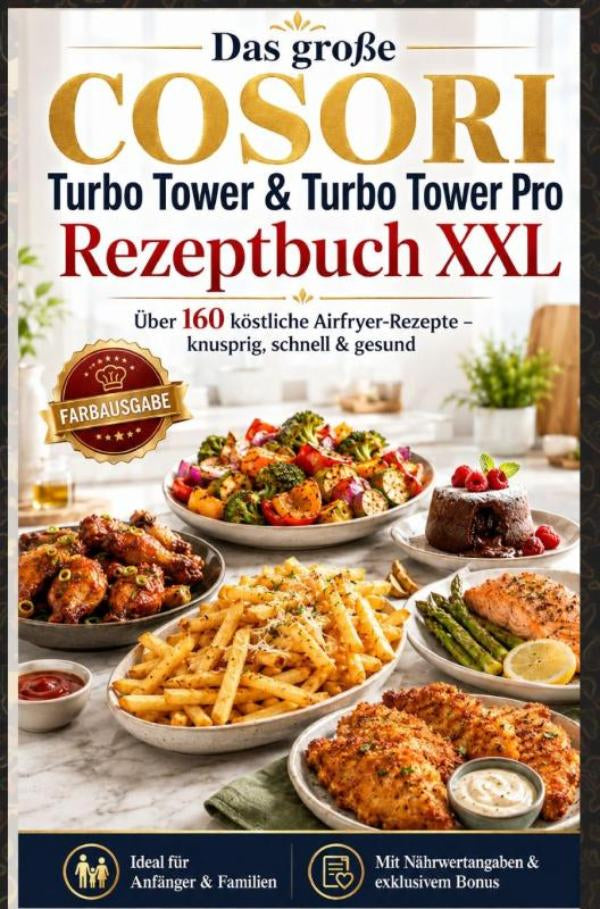 Das große COSORI Turbo Tower & Turbo Tower Pro Rezeptbuch XXL : Über 160 köstliche Airfryer-Rezepte – knusprig, schnell & gesund (FARBAUSGABE)