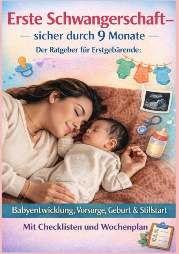 ERSTE-SCHWANGERSCHAFT-SICHER-DURCH-9-MONATE-DER-RATGEBER-FUR-ERSTGEBARENDE-Babyentwicklung-Vorsorge-Geburt-and-Stillstart-boek-cover-9789403878508