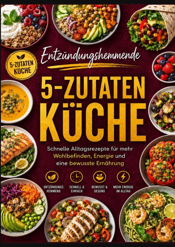 Entzündungshemmende 5-Zutaten-Küche: Schnelle und einfache Alltagsrezepte für mehr Wohlbefinden, Energie und eine bewusste Ernährung