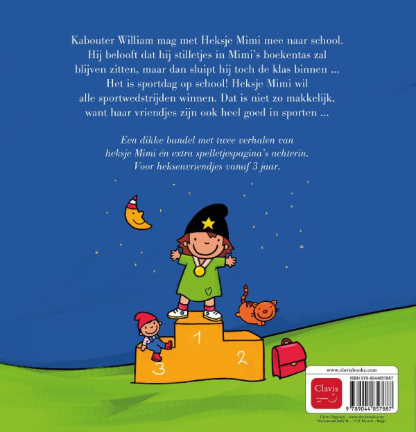 Heksje-Mimi-en-kabouter-William-op-school-en-Heksje-Mimi-wil-graag-winnen-flaptekst-9789044857887