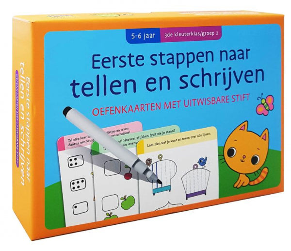 Oefenkaarten met uitwisbare stift - Eerste stappen naar tellen en schrijven 5-6 jaar groep 2