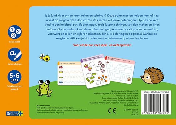 Oefenkaarten-met-uitwisbare-stift-Eerste-stappen-naar-tellen-en-schrijven-5-6-jaar-groep-2-flaptekst-9789044757972