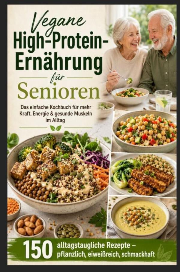 Vegane-High-Protein-Ernahrung-fur-Senioren-Das-einfache-Kochbuch-fur-mehr-Kraft-Energie-and-gesunde-Muskeln-im-Alltag-boek-cover-9789403908335